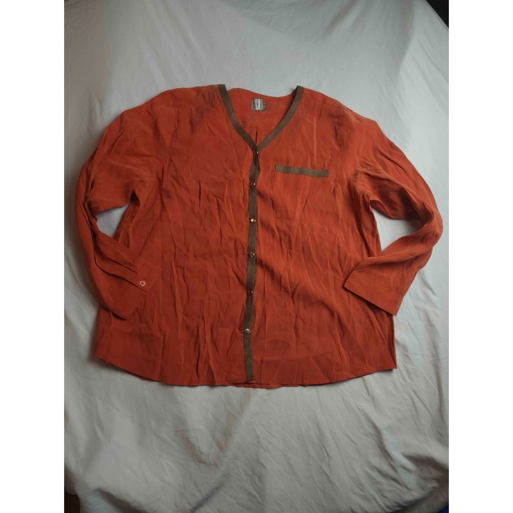 Chicos Blouse Womens XL US 3 Orange Minimalist Earthy Corpcore Indie Lagenlook